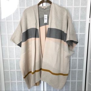 Loft Colorblock Stripe Poncho Pearl Ivory XS/S - new